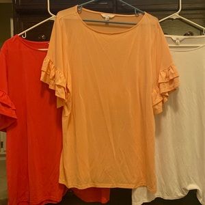 Ruffle Sleeve Solid Shirt Bundle